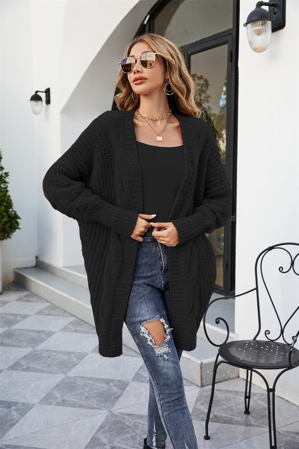 Cardigan Stylishly Décontracté en Tricot