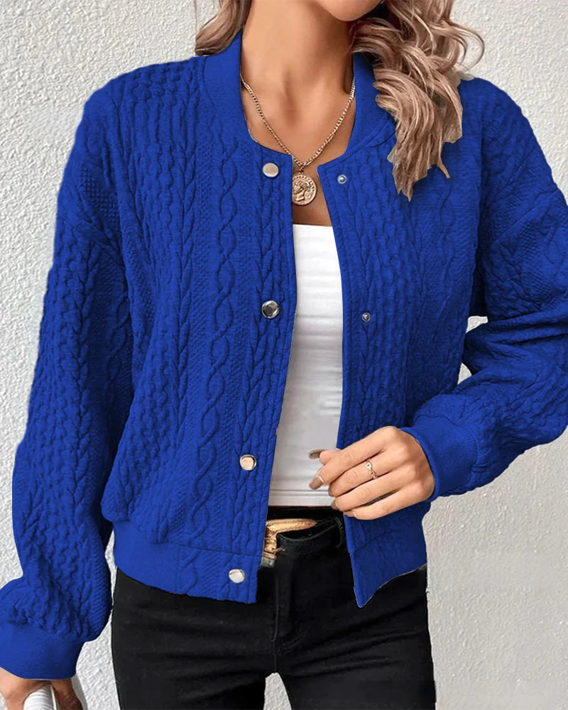 Cardigan Boutonné de Couleur Unie