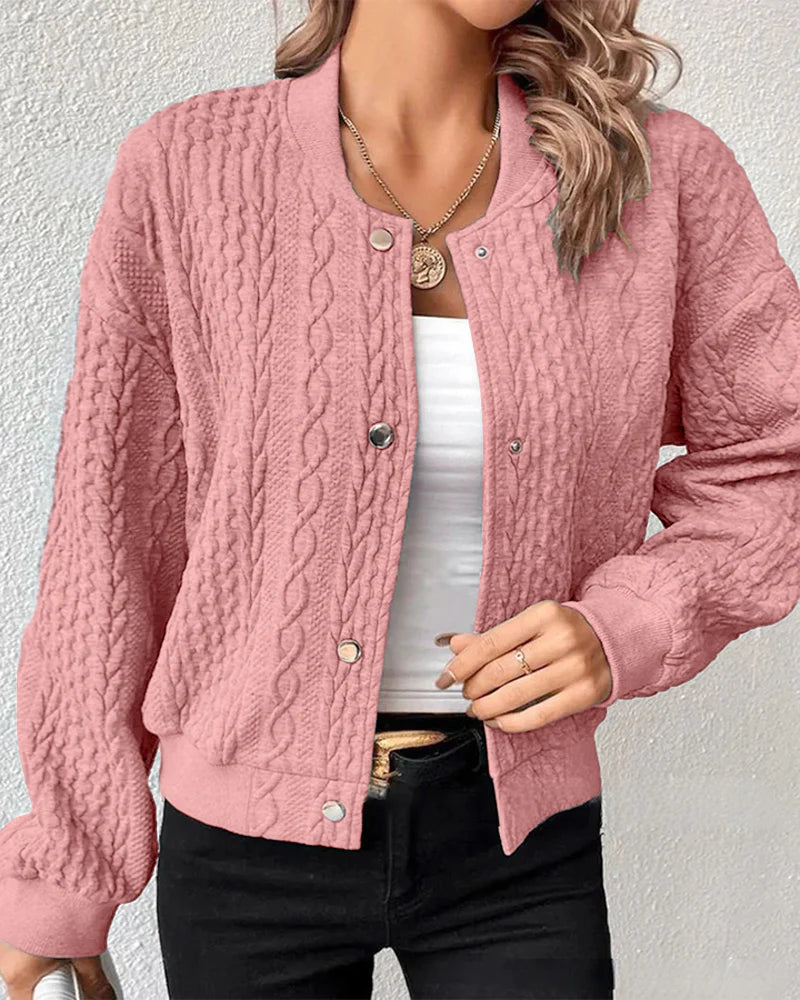 Cardigan Boutonné de Couleur Unie